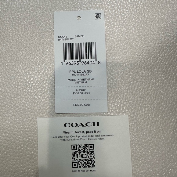 Coach Lola Merlot  Pebbled Leather Shoulder Bag with Gold Accent - Picture 3 of 3